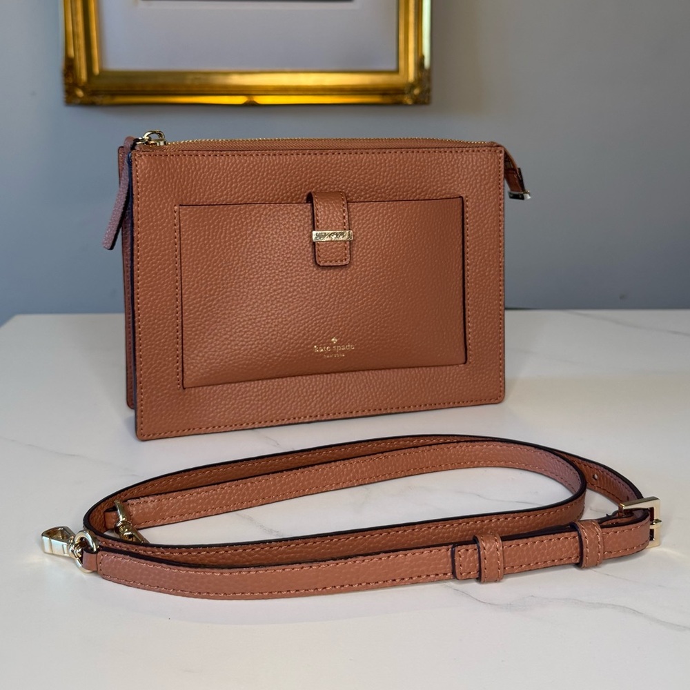 Kate Spade Clarise Leonard Street Crossbody Bag in Brown Leather - Picture 2 of 6